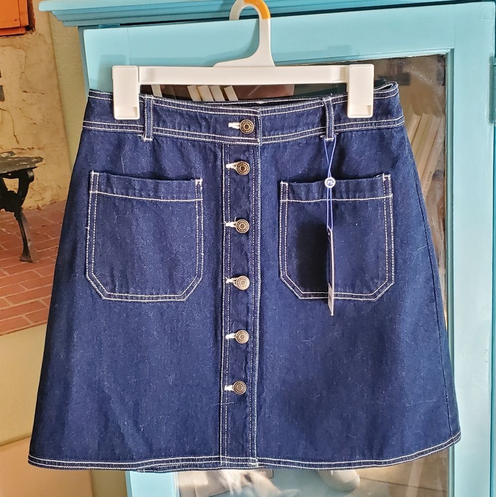 POPSUGAR DEMIN front buttons mini skirt retro styl